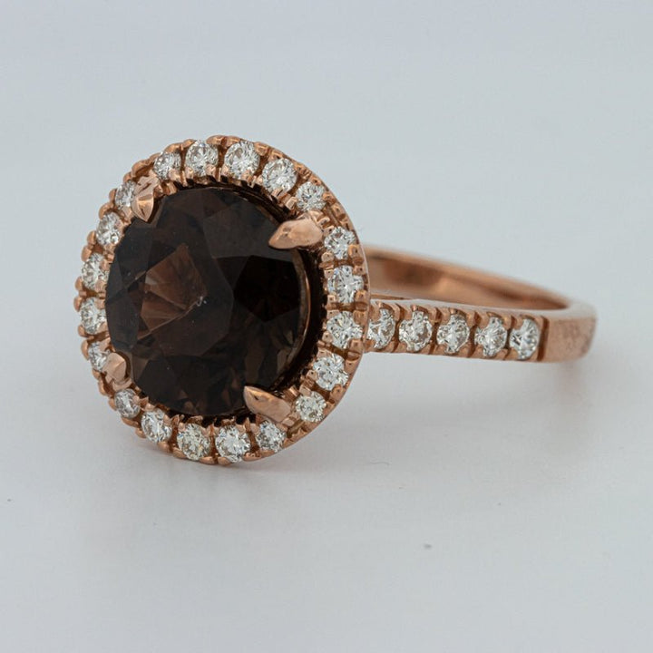 1 CT Round Cut Smokey Quartz Ring - ZIZOV DIAMONDS
