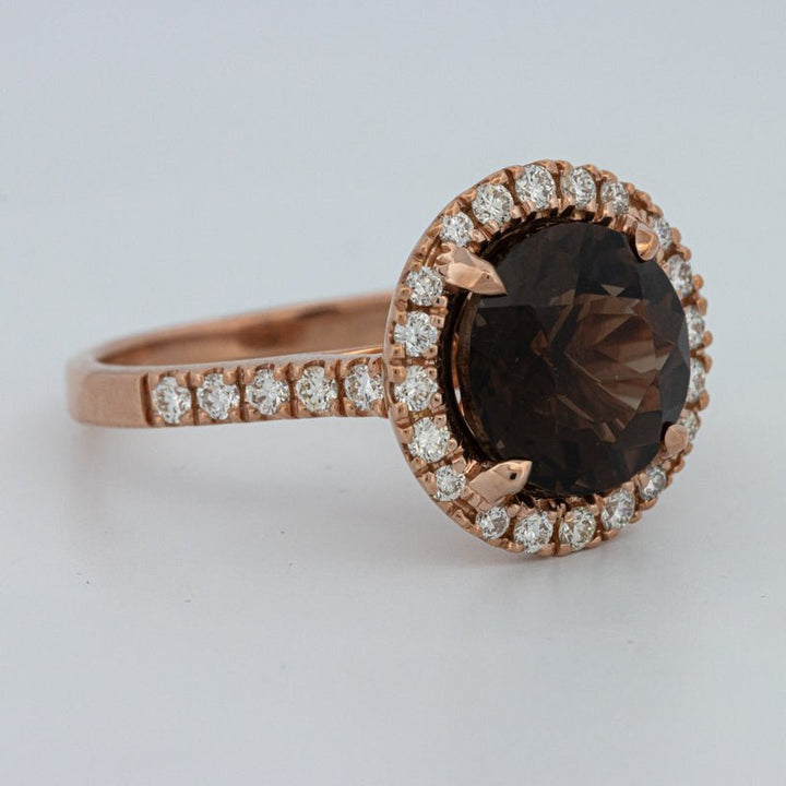 1 CT Round Cut Smokey Quartz Ring - ZIZOV DIAMONDS