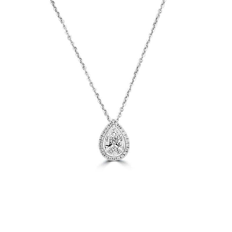 1,15 CT Pear - Shape Halo Solitaire Pendant (LG) - ZIZOV DIAMONDS