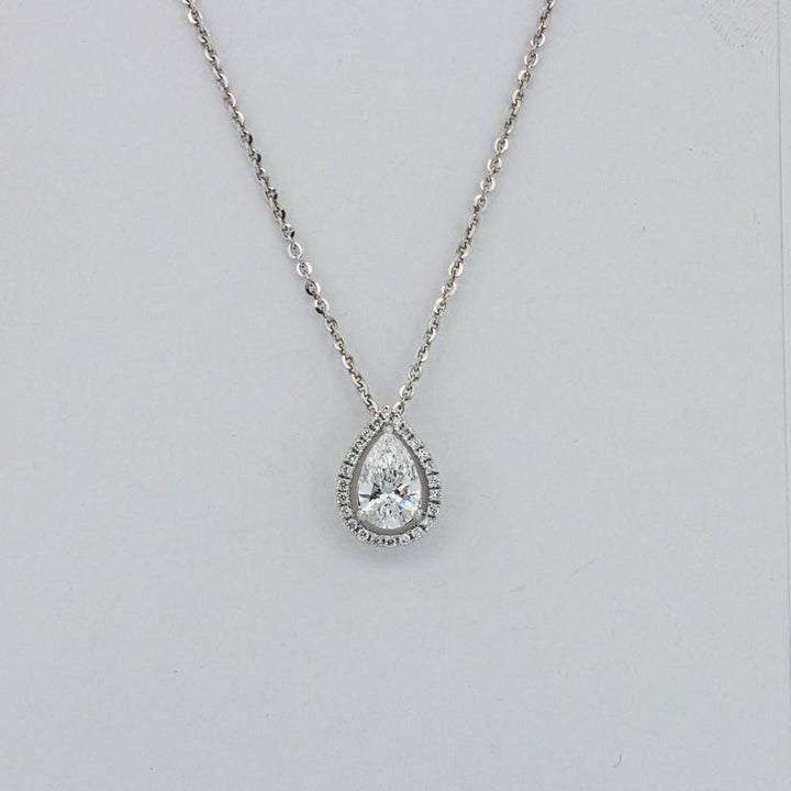 1,15 CT Pear - Shape Halo Solitaire Pendant (LG) - ZIZOV DIAMONDS