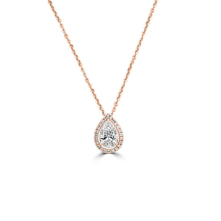 1,15 CT Pear - Shape Halo Solitaire Pendant (LG) - ZIZOV DIAMONDS