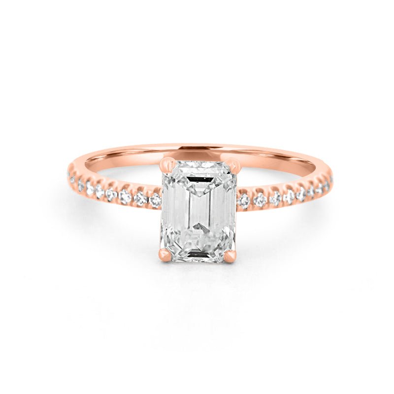 1.50 CT Emerald Cut Pavé Solitaire (LG) - ZIZOV DIAMONDS