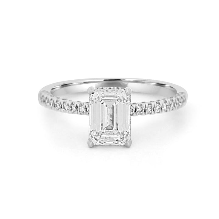 1.50 CT Under - Halo Emerald Cut Pavé Ring (LG) - ZIZOV DIAMONDS