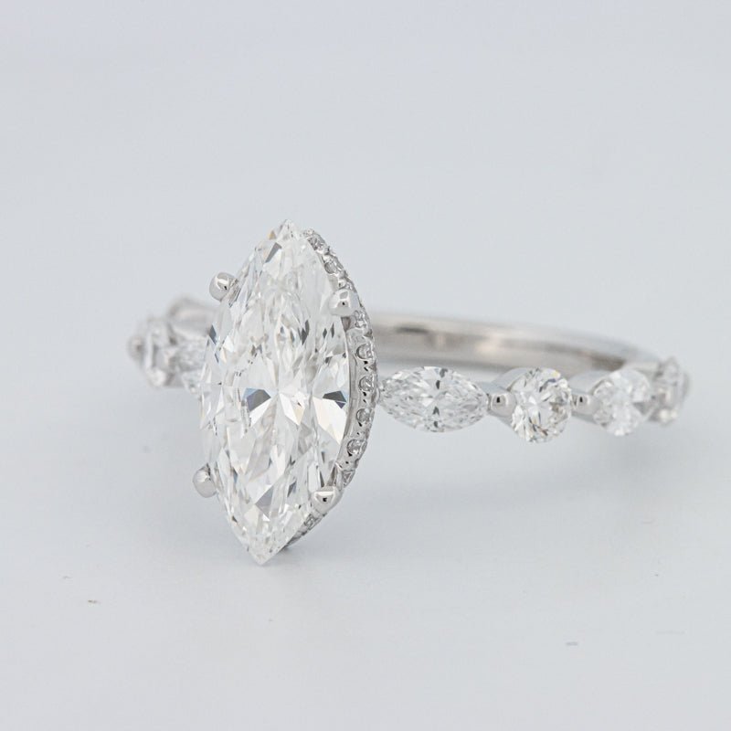 1,57 CT Marquise Cut Under - Halo Pavé Solitaire (LG) - ZIZOV DIAMONDS