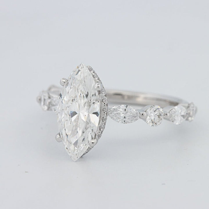 1,57 CT Marquise Cut Under - Halo Pavé Solitaire (LG) - ZIZOV DIAMONDS