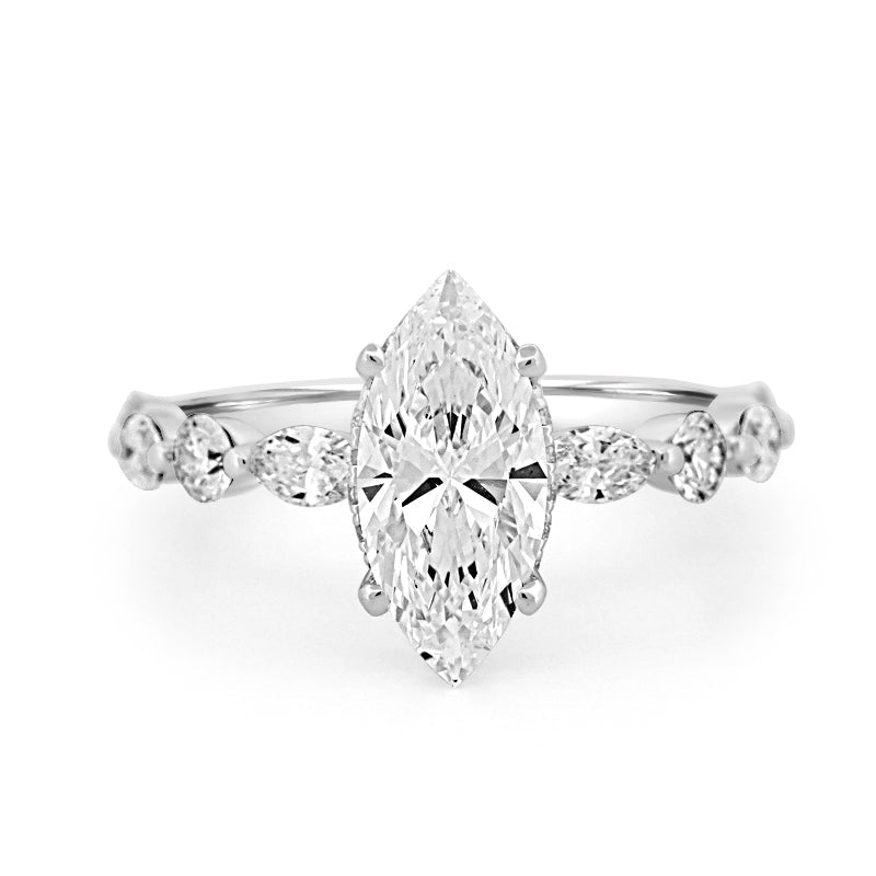 1,57 CT Marquise Cut Under - Halo Pavé Solitaire (LG) - ZIZOV DIAMONDS