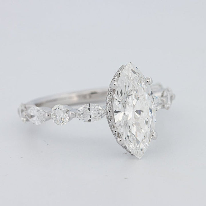 1,57 CT Marquise Cut Under - Halo Pavé Solitaire (LG) - ZIZOV DIAMONDS