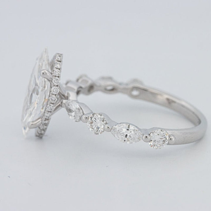 1,57 CT Marquise Cut Under - Halo Pavé Solitaire (LG) - ZIZOV DIAMONDS