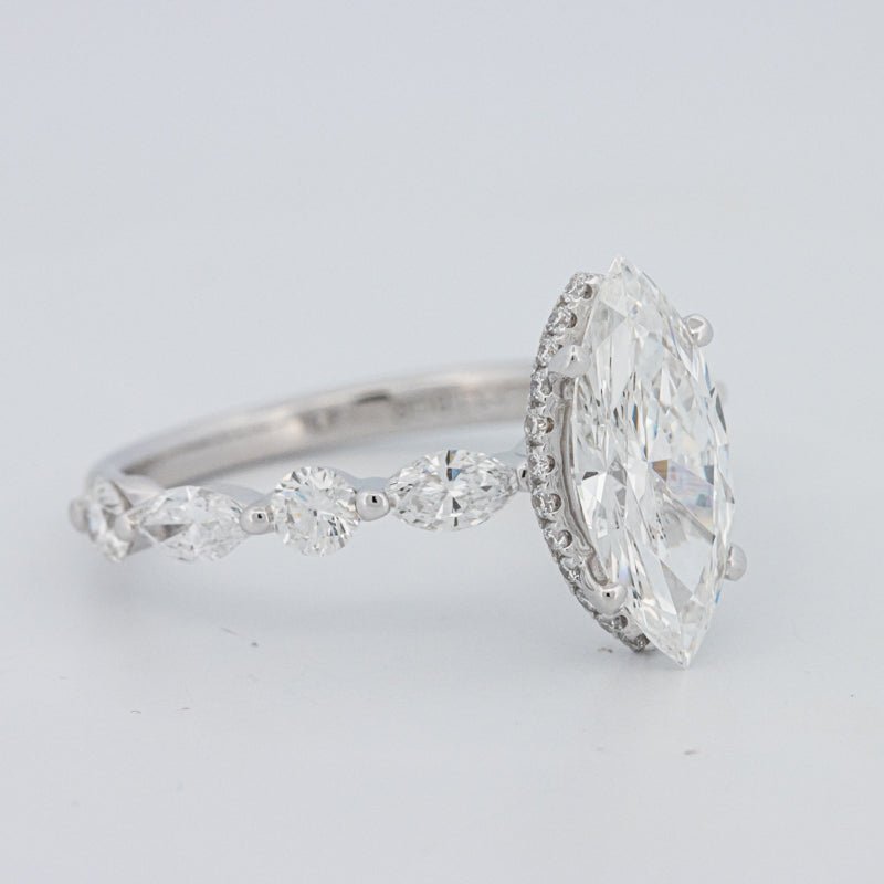 1,57 CT Marquise Cut Under - Halo Pavé Solitaire (LG) - ZIZOV DIAMONDS
