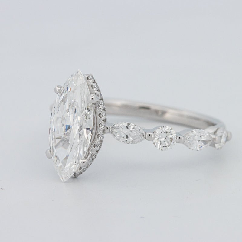 1,57 CT Marquise Cut Under - Halo Pavé Solitaire (LG) - ZIZOV DIAMONDS