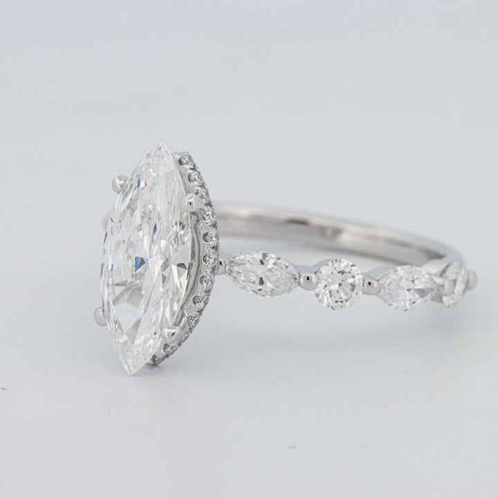 1,57 CT Marquise Cut Under - Halo Pavé Solitaire (LG) - ZIZOV DIAMONDS