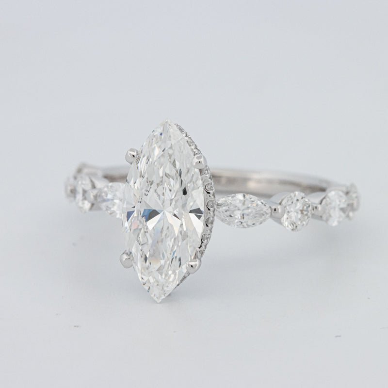 1,57 CT Marquise Cut Under - Halo Pavé Solitaire (LG) - ZIZOV DIAMONDS