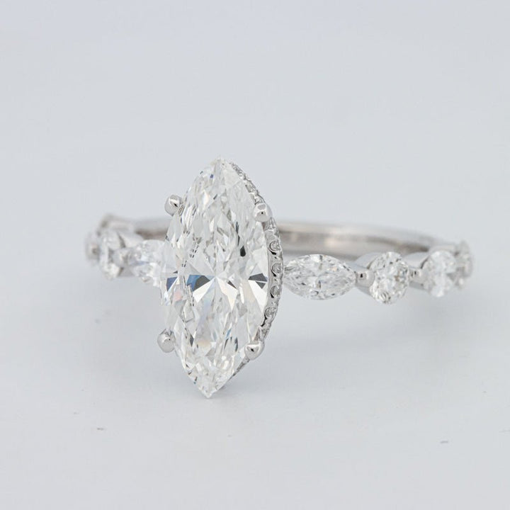 1,57 CT Marquise Cut Under - Halo Pavé Solitaire (LG) - ZIZOV DIAMONDS