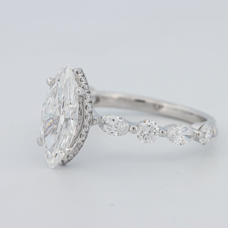 1,57 CT Marquise Cut Under - Halo Pavé Solitaire (LG) - ZIZOV DIAMONDS