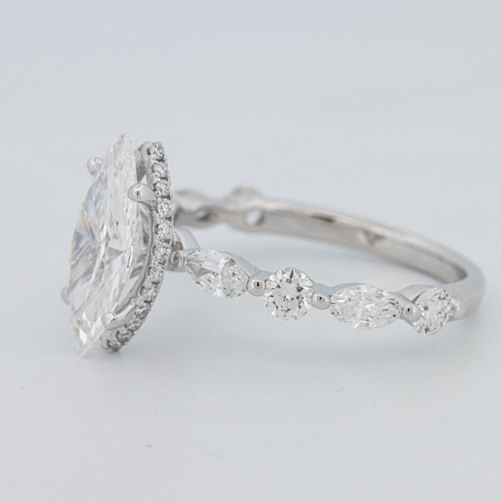 1,57 CT Marquise Cut Under - Halo Pavé Solitaire (LG) - ZIZOV DIAMONDS