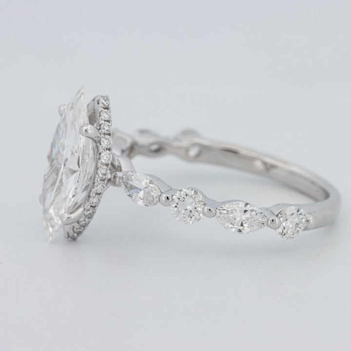 1,57 CT Marquise Cut Under - Halo Pavé Solitaire (LG) - ZIZOV DIAMONDS