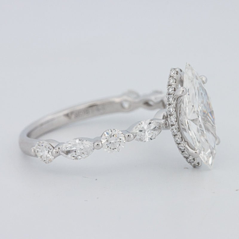 1,57 CT Marquise Cut Under - Halo Pavé Solitaire (LG) - ZIZOV DIAMONDS