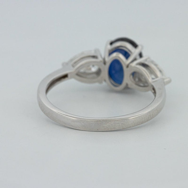 1.95 CT Blue Sapphire Trilogy Ring (LG) - ZIZOV DIAMONDS