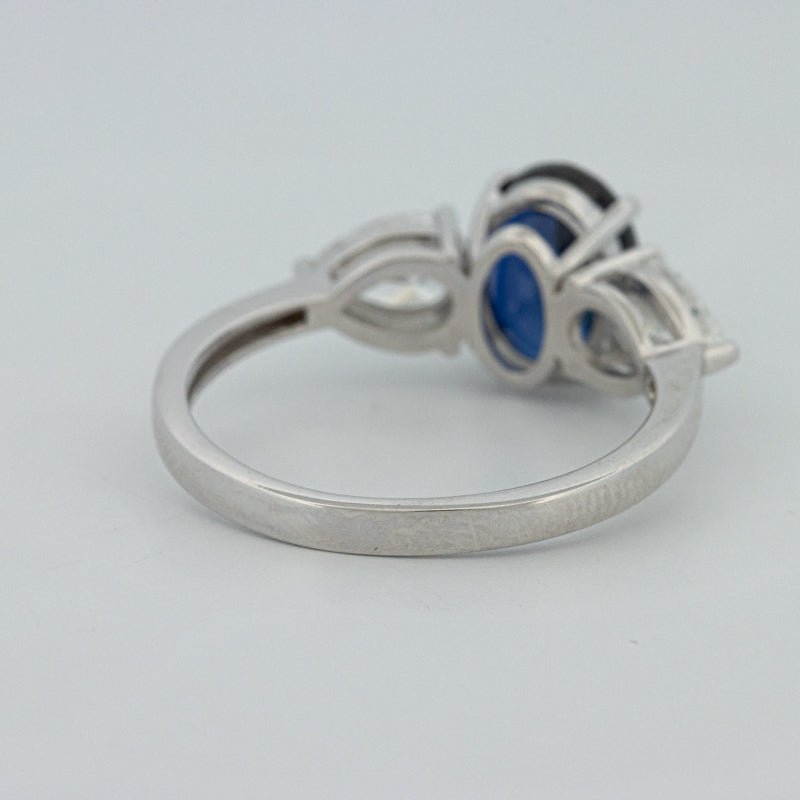 1.95 CT Blue Sapphire Trilogy Ring (LG) - ZIZOV DIAMONDS