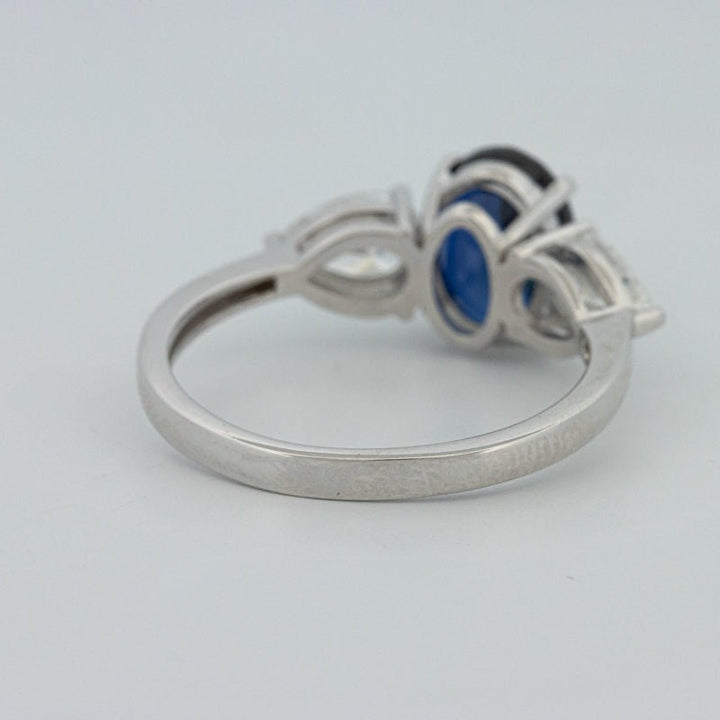 1.95 CT Blue Sapphire Trilogy Ring (LG) - ZIZOV DIAMONDS