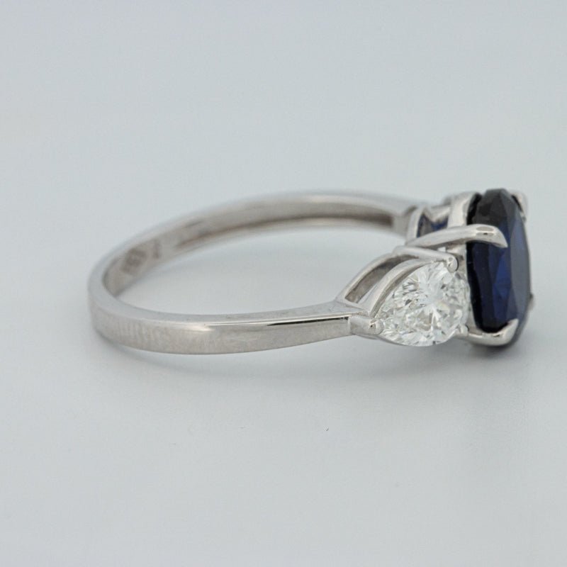 1.95 CT Blue Sapphire Trilogy Ring (LG) - ZIZOV DIAMONDS