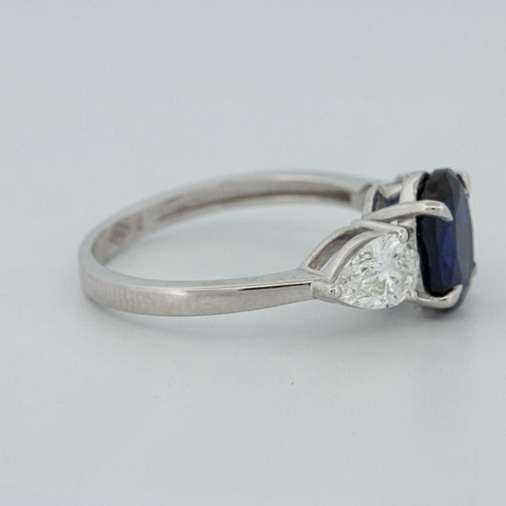 1.95 CT Blue Sapphire Trilogy Ring (LG) - ZIZOV DIAMONDS