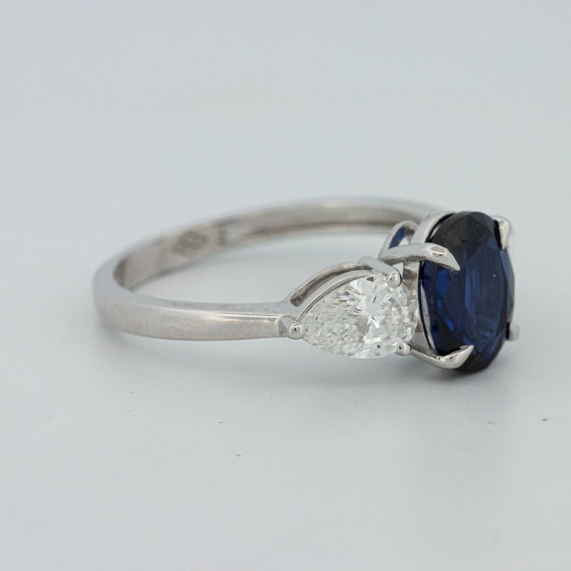 1.95 CT Blue Sapphire Trilogy Ring (LG) - ZIZOV DIAMONDS