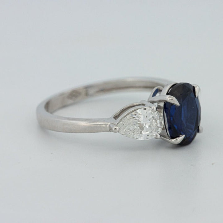 1.95 CT Blue Sapphire Trilogy Ring (LG) - ZIZOV DIAMONDS