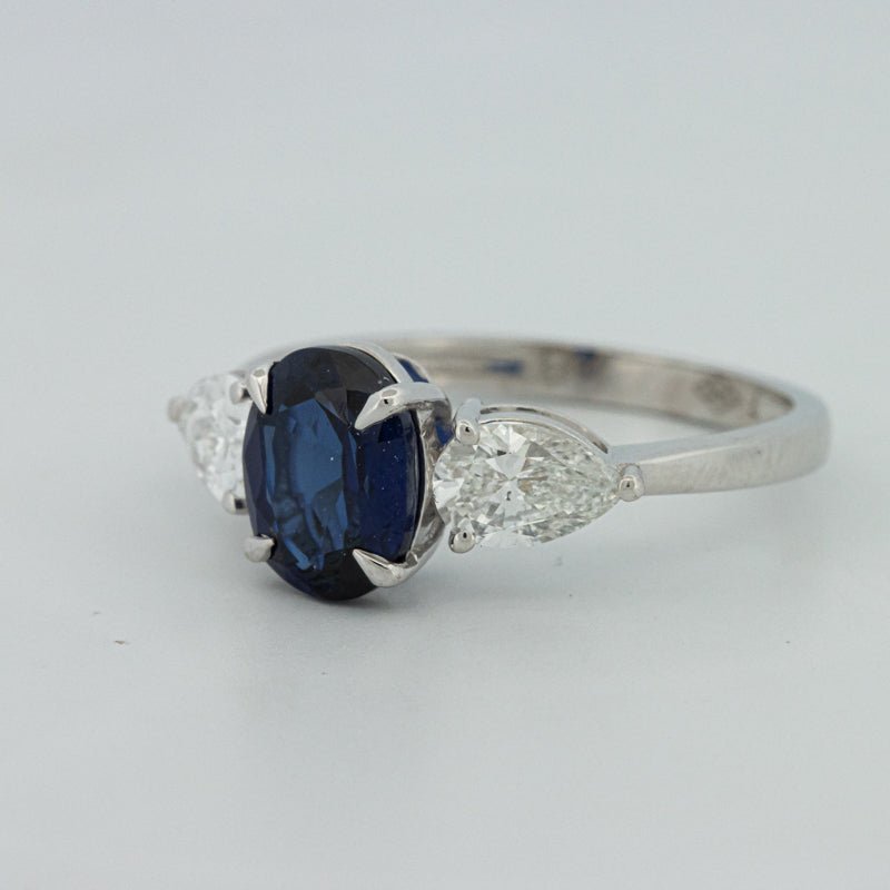 1.95 CT Blue Sapphire Trilogy Ring (LG) - ZIZOV DIAMONDS