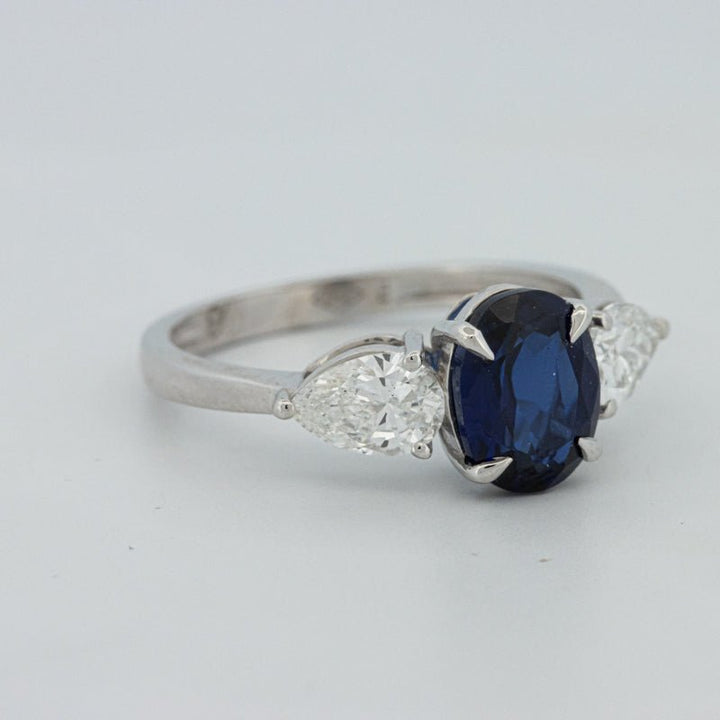 1.95 CT Blue Sapphire Trilogy Ring (LG) - ZIZOV DIAMONDS