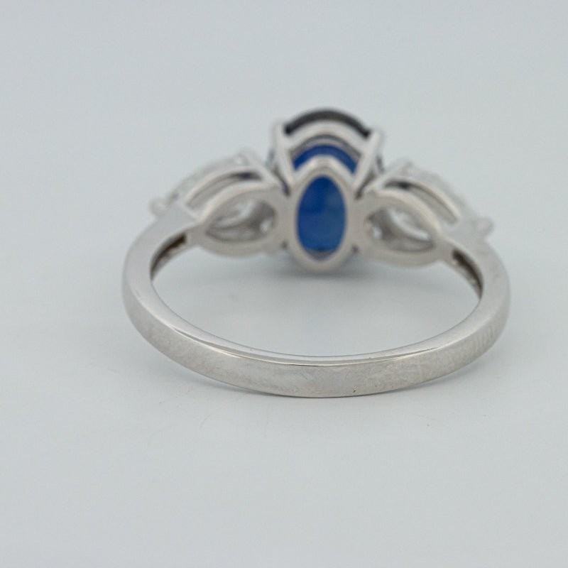 1.95 CT Blue Sapphire Trilogy Ring (LG) - ZIZOV DIAMONDS