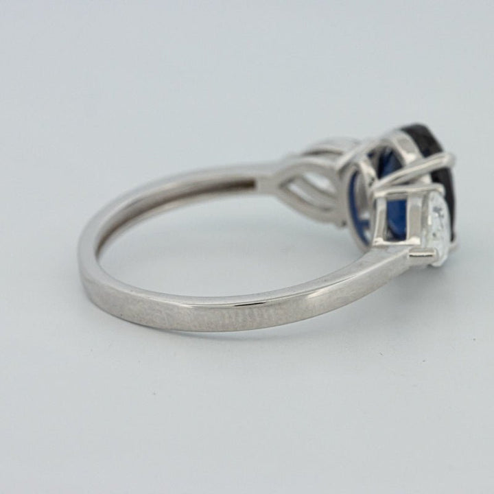 1.95 CT Blue Sapphire Trilogy Ring (LG) - ZIZOV DIAMONDS