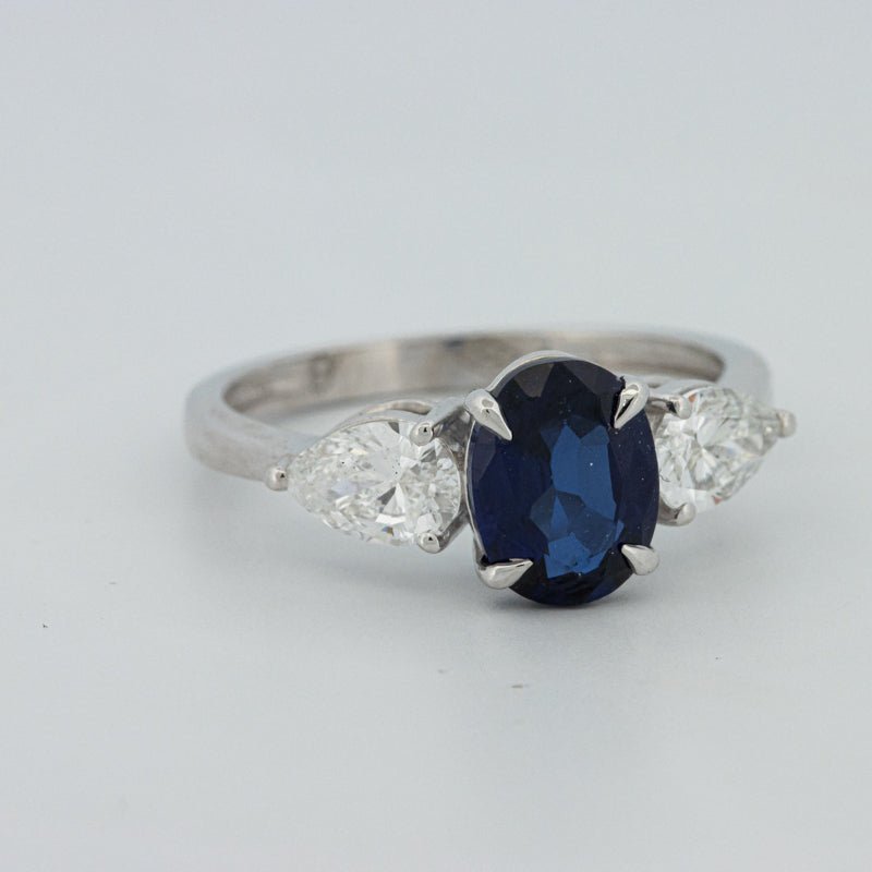 1.95 CT Blue Sapphire Trilogy Ring (LG) - ZIZOV DIAMONDS