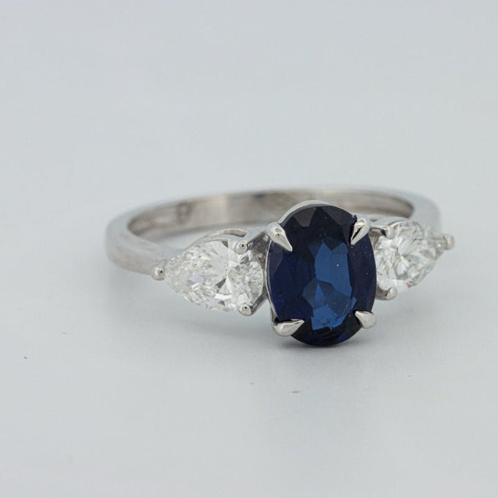 1.95 CT Blue Sapphire Trilogy Ring (LG) - ZIZOV DIAMONDS