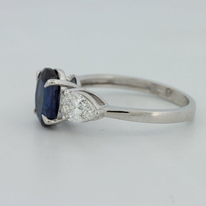 1.95 CT Blue Sapphire Trilogy Ring (LG) - ZIZOV DIAMONDS