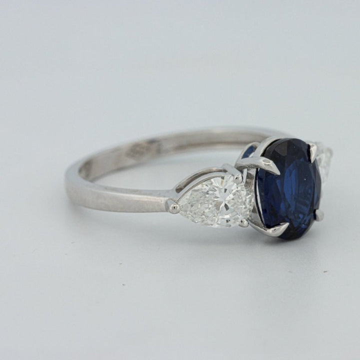 1.95 CT Blue Sapphire Trilogy Ring (LG) - ZIZOV DIAMONDS