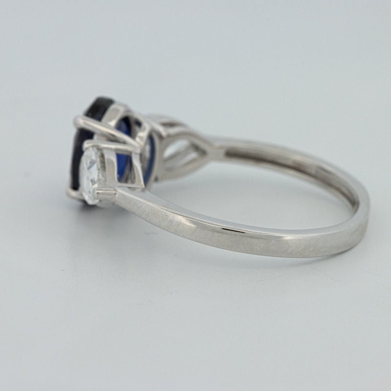 1.95 CT Blue Sapphire Trilogy Ring (LG) - ZIZOV DIAMONDS