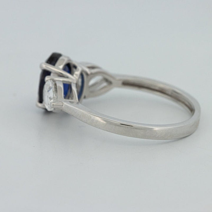 1.95 CT Blue Sapphire Trilogy Ring (LG) - ZIZOV DIAMONDS