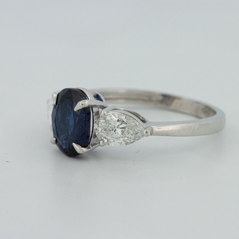 1.95 CT Blue Sapphire Trilogy Ring (LG) - ZIZOV DIAMONDS