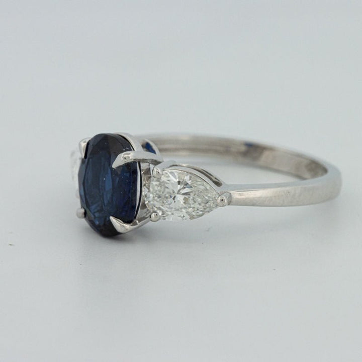 1.95 CT Blue Sapphire Trilogy Ring (LG) - ZIZOV DIAMONDS