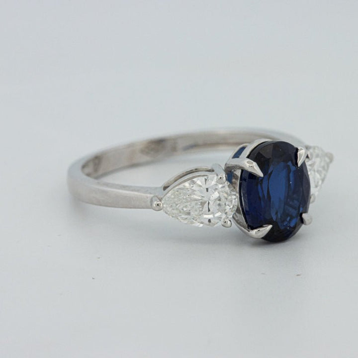 1.95 CT Blue Sapphire Trilogy Ring (LG) - ZIZOV DIAMONDS
