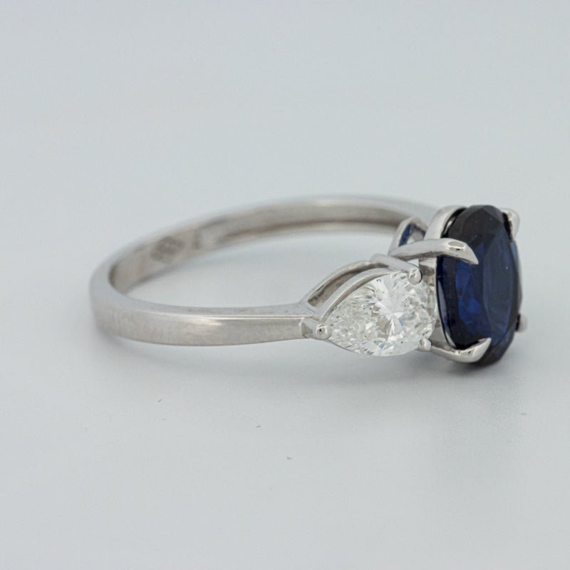 1.95 CT Blue Sapphire Trilogy Ring (LG) - ZIZOV DIAMONDS