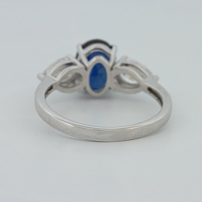 1.95 CT Blue Sapphire Trilogy Ring (LG) - ZIZOV DIAMONDS