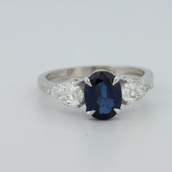 1.95 CT Blue Sapphire Trilogy Ring (LG) - ZIZOV DIAMONDS