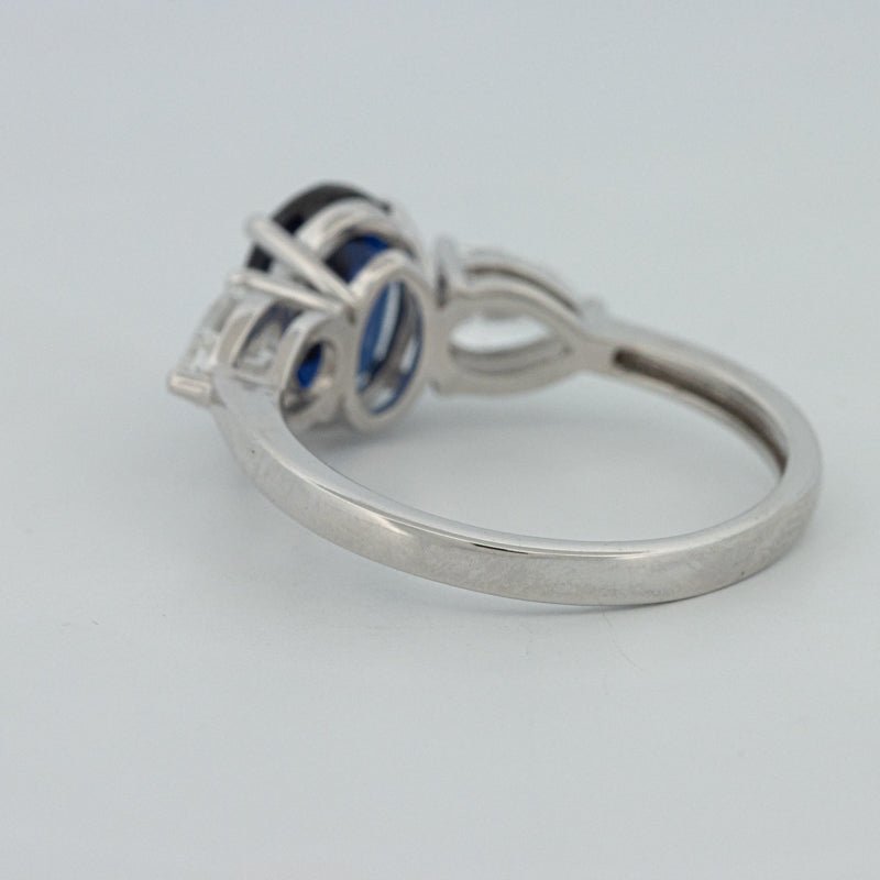1.95 CT Blue Sapphire Trilogy Ring (LG) - ZIZOV DIAMONDS