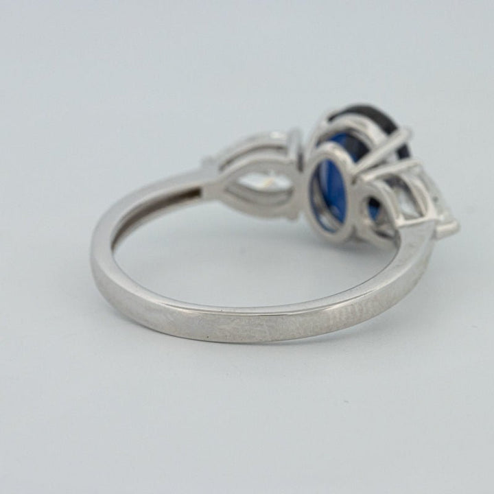 1.95 CT Blue Sapphire Trilogy Ring (LG) - ZIZOV DIAMONDS