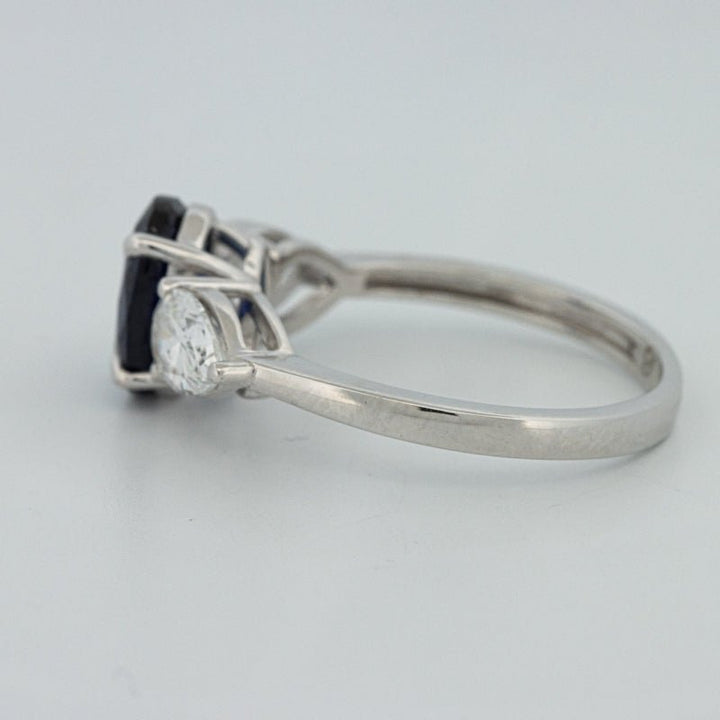 1.95 CT Blue Sapphire Trilogy Ring (LG) - ZIZOV DIAMONDS