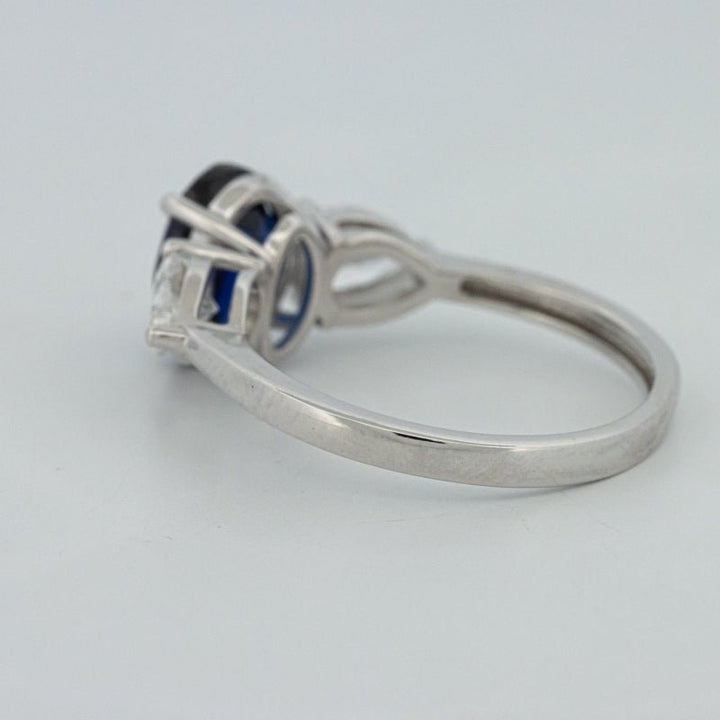 1.95 CT Blue Sapphire Trilogy Ring (LG) - ZIZOV DIAMONDS