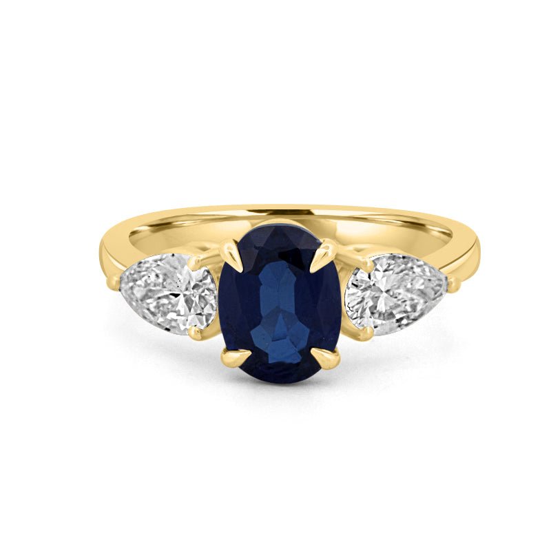 1.95 CT Blue Sapphire Trilogy Ring (LG) - ZIZOV DIAMONDS
