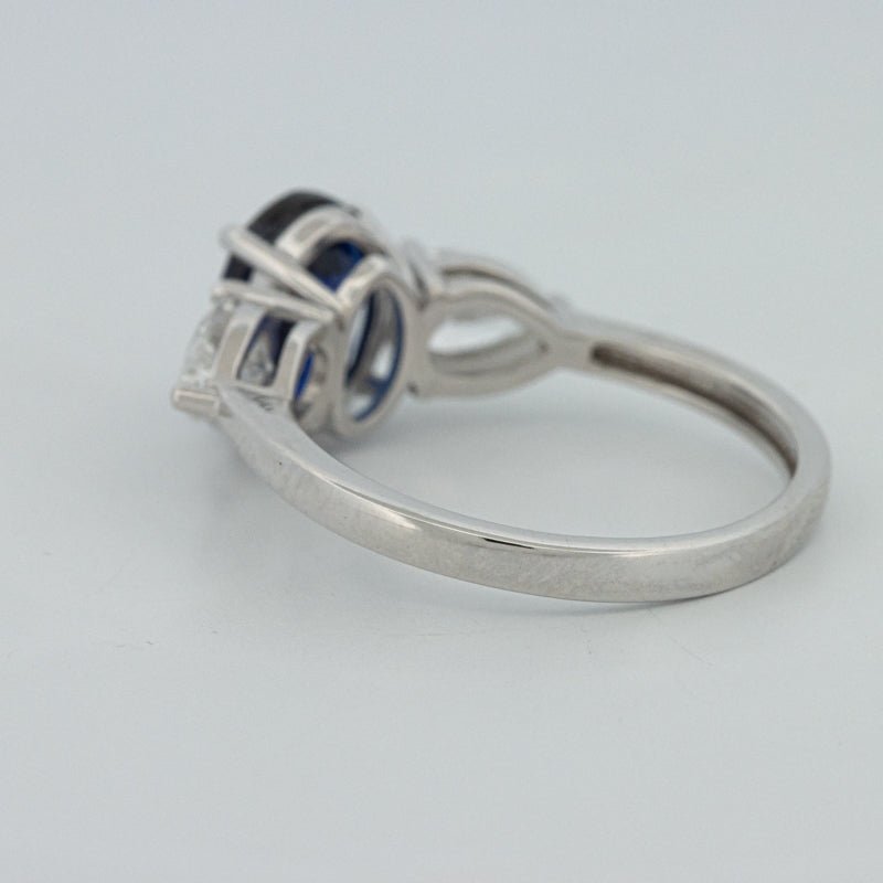 1.95 CT Blue Sapphire Trilogy Ring (LG) - ZIZOV DIAMONDS